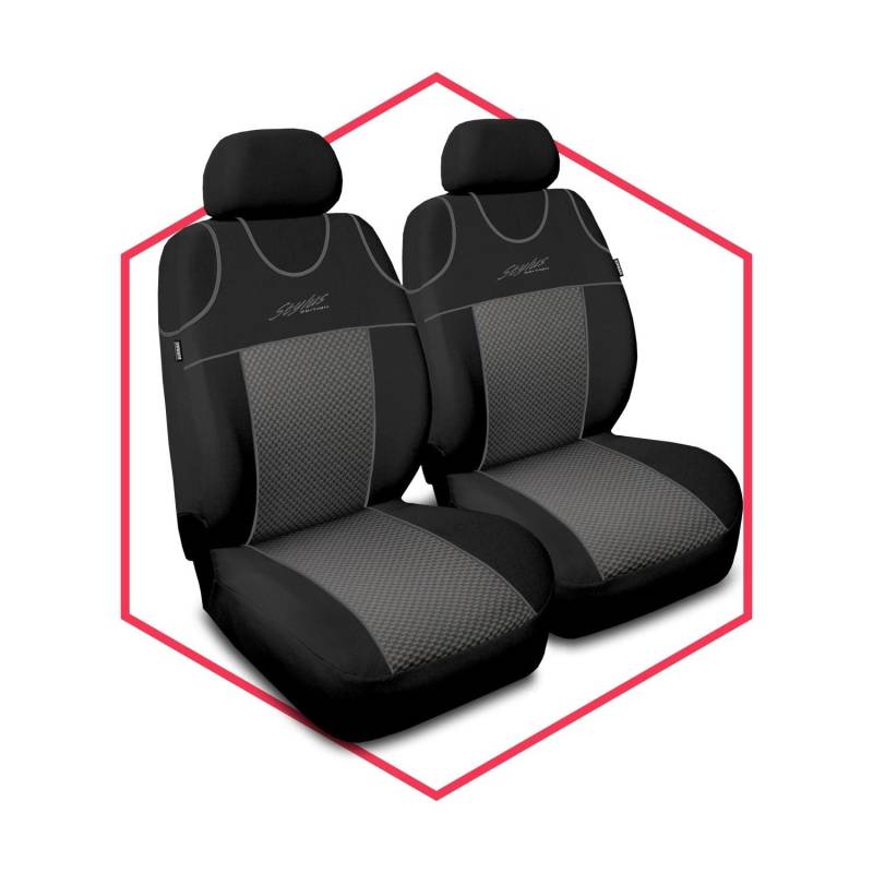 Saferide 2er Set Autositzbezüge PKW universal | Auto Sitzbezüge Polyester Grau für Airbag geeignet | für Vordersitze | 1+1 Autositze vorne von Saferide