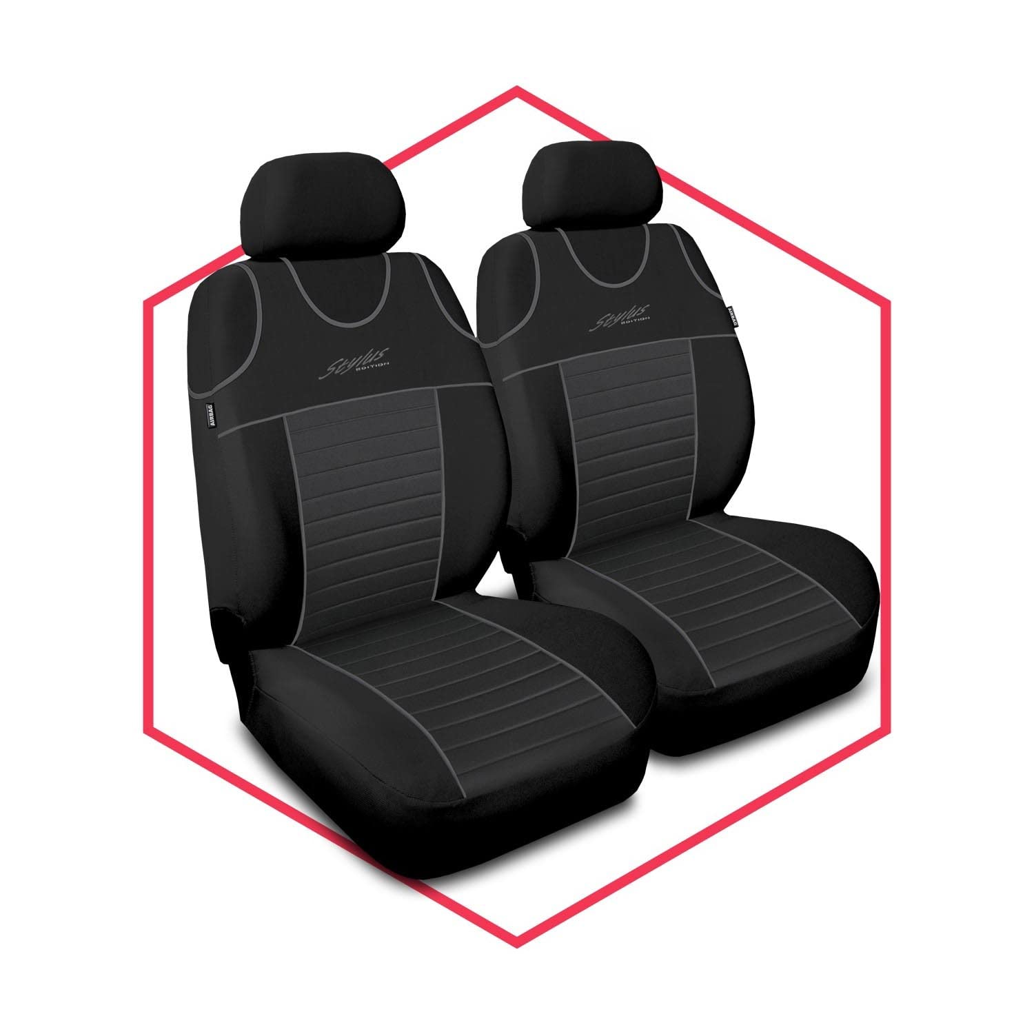 Saferide 2er Set Autositzbezüge PKW universal | Auto Sitzbezüge Polyester Grau für Airbag geeignet | für Vordersitze | 1+1 Autositze vorne von Saferide