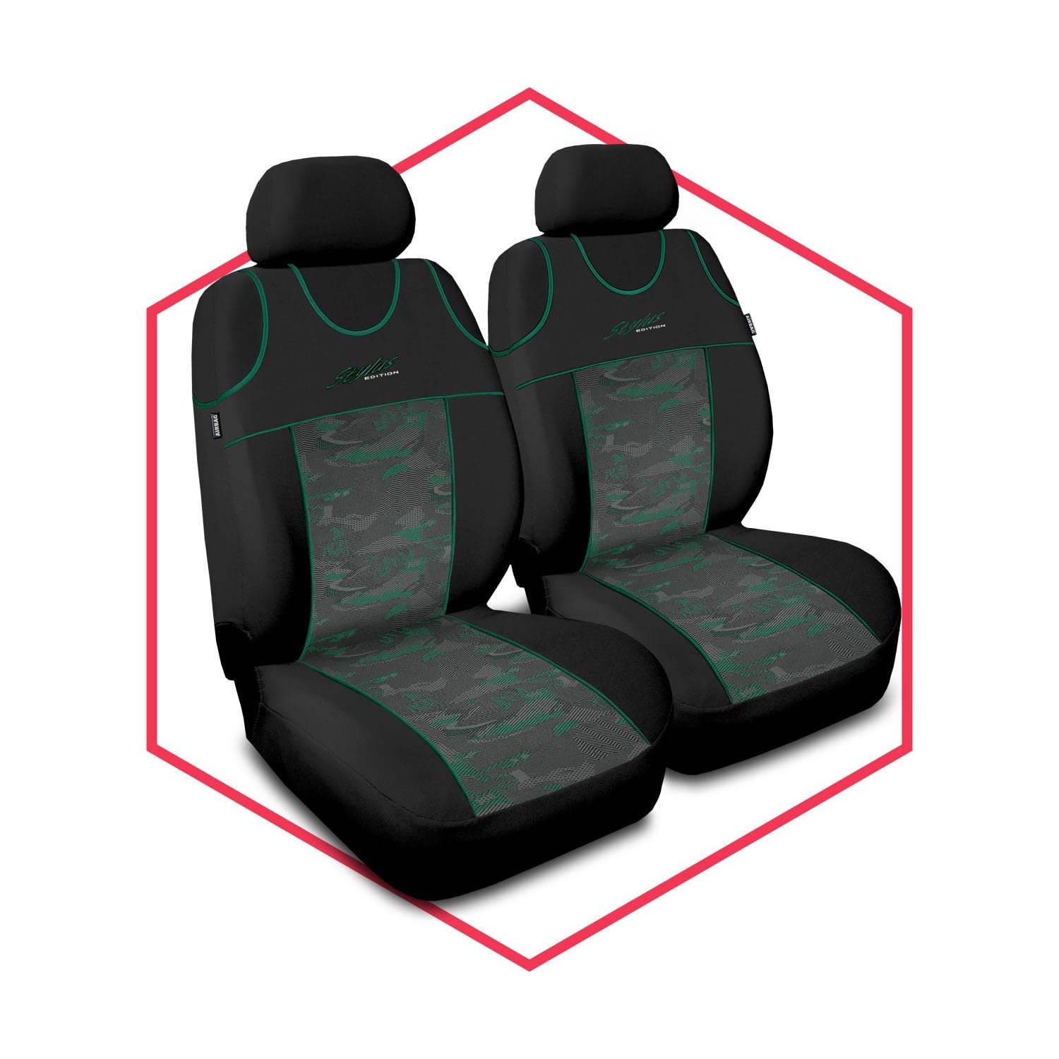 Saferide 2er Set Autositzbezüge PKW universal | Auto Sitzbezüge Polyester Grün für Airbag geeignet | für Vordersitze | 1+1 Autositze vorne von Saferide