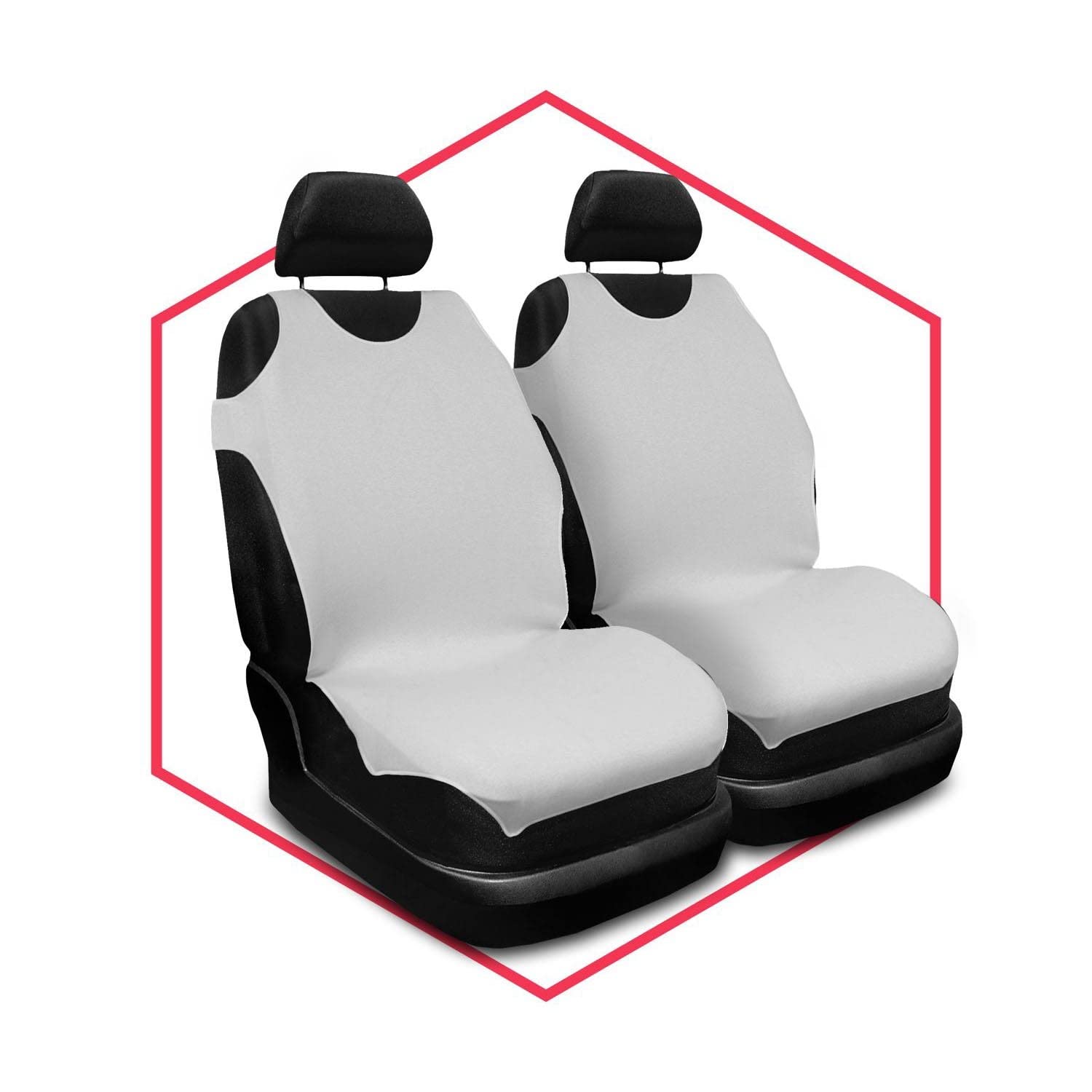 Saferide 2er Set Autositzbezüge PKW universal | Auto Sitzbezüge Polyester Hellgrau für Airbag geeignet | für Vordersitze | 1+1 Autositze vorne von Saferide