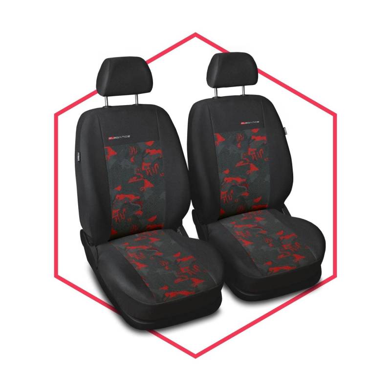 Saferide 2er Set Autositzbezüge PKW universal | Auto Sitzbezüge Polyester Rot für Airbag geeignet | für Vordersitze | 1+1 Autositze vorne von Saferide