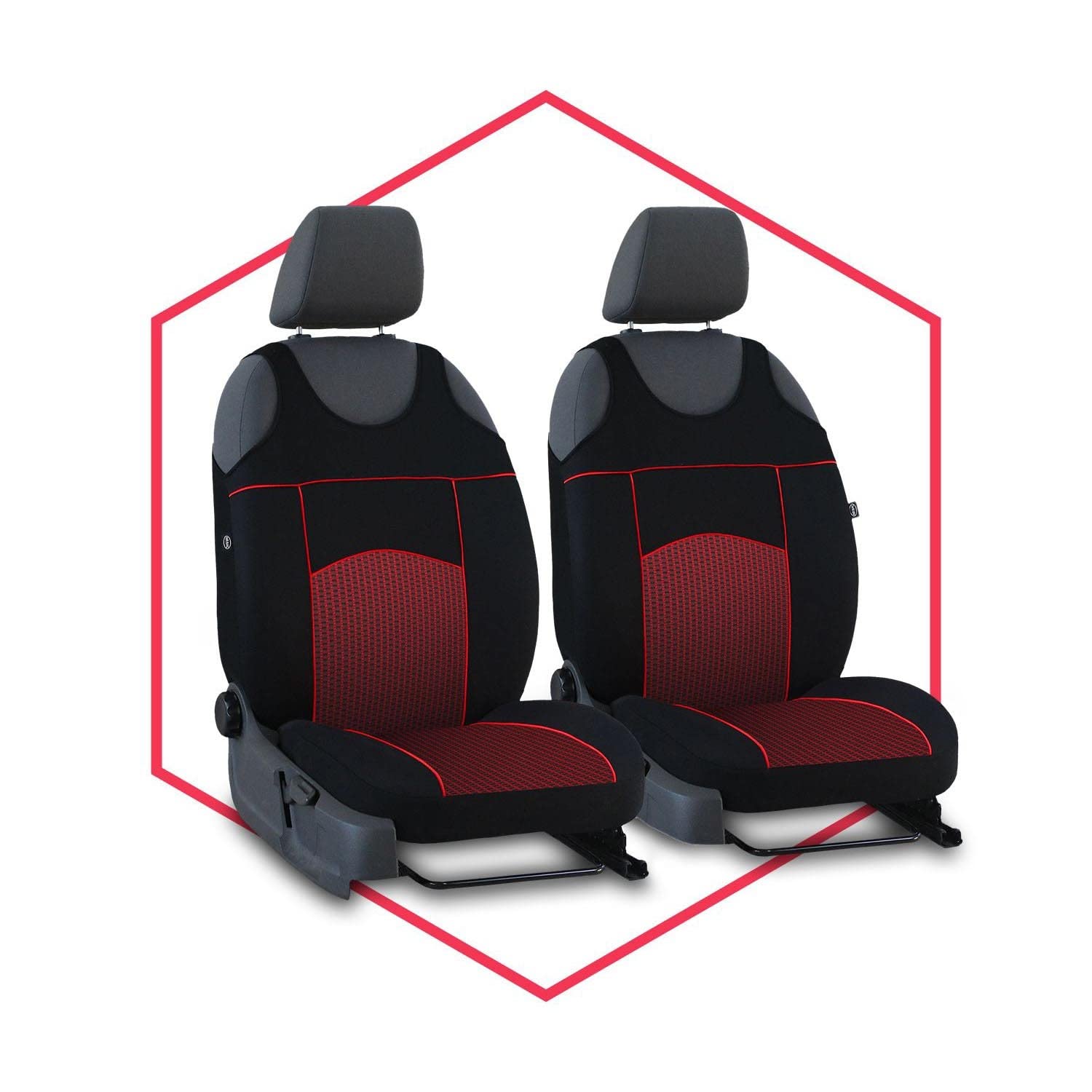 Saferide 2er Set Autositzbezüge PKW universal | Auto Sitzbezüge Polyester Rot für Airbag geeignet | für Vordersitze | 1+1 Autositze vorne von Saferide