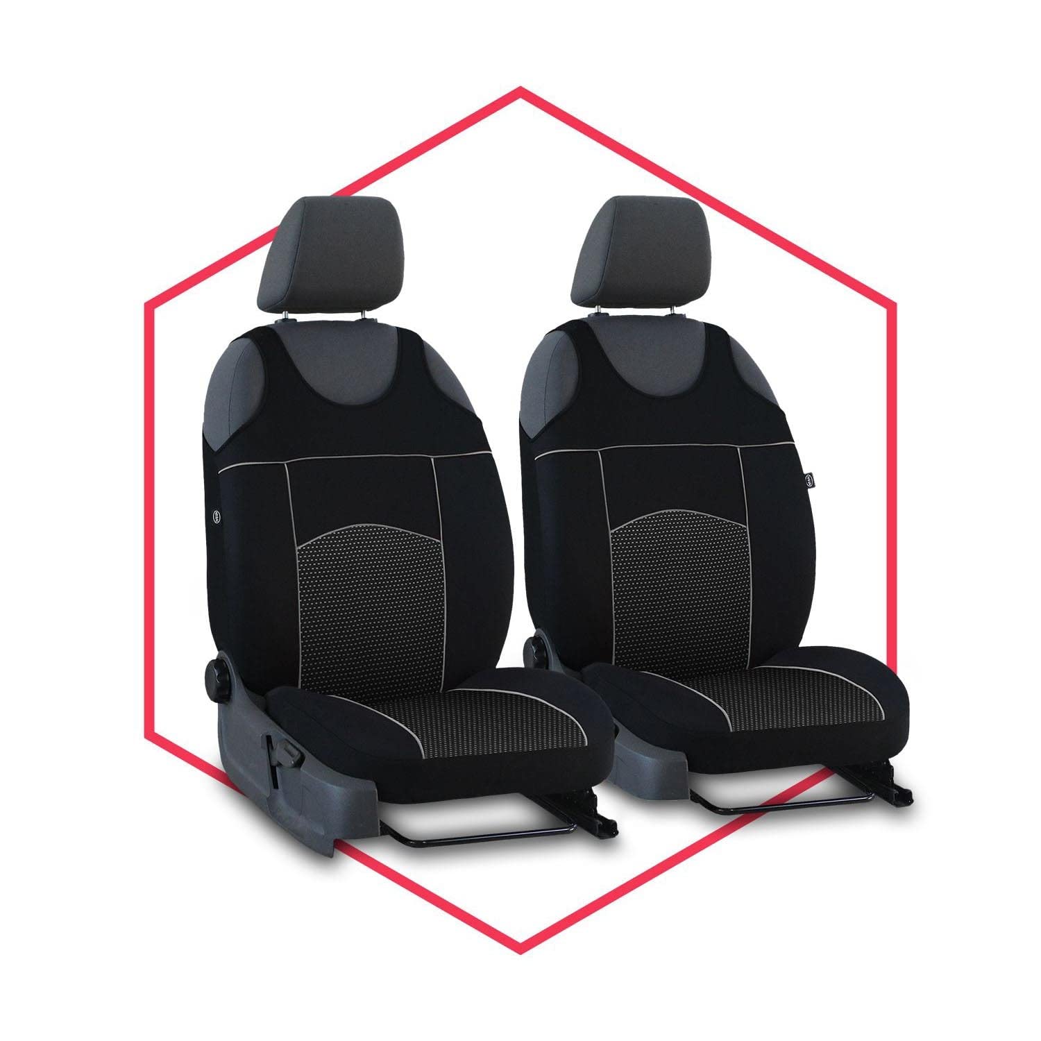 Saferide 2er Set Autositzbezüge PKW universal | Auto Sitzbezüge Polyester Schwarz für Airbag geeignet | für Vordersitze | 1+1 Autositze vorne von Saferide