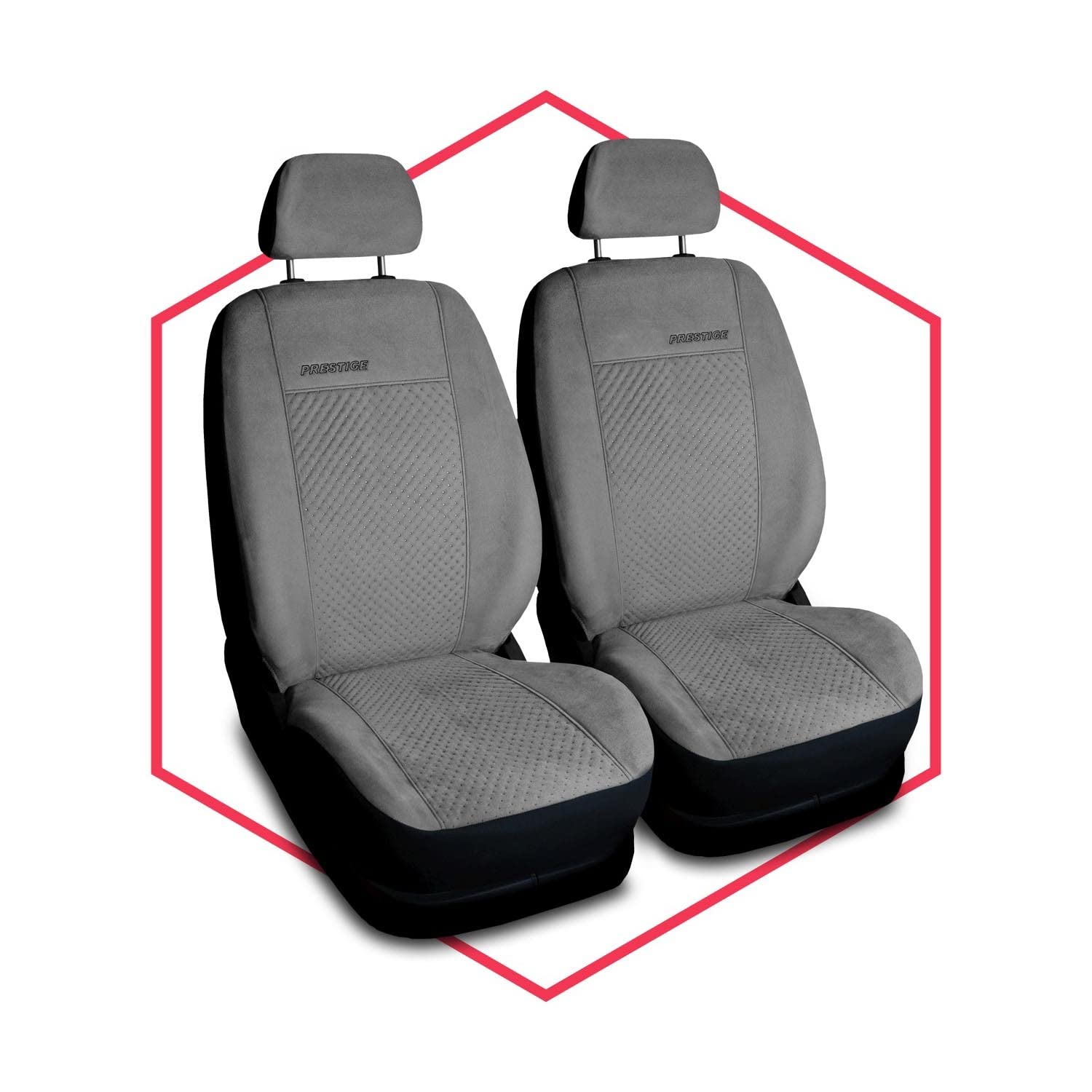 Saferide 2er Set Autositzbezüge PKW universal | Auto Sitzbezüge Velourslederimitat Grau für Airbag geeignet | für Vordersitze | 1+1 Autositze vorne von Saferide