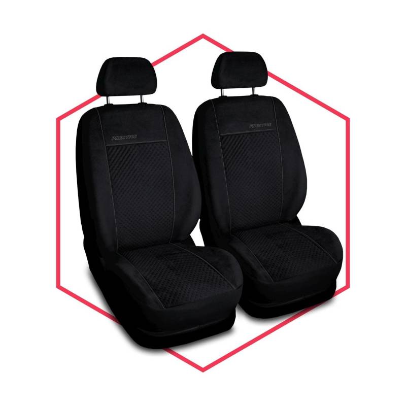 Saferide 2er Set Autositzbezüge PKW universal | Auto Sitzbezüge Velourslederimitat Schwarz für Airbag geeignet | für Vordersitze | 1+1 Autositze vorne von Saferide