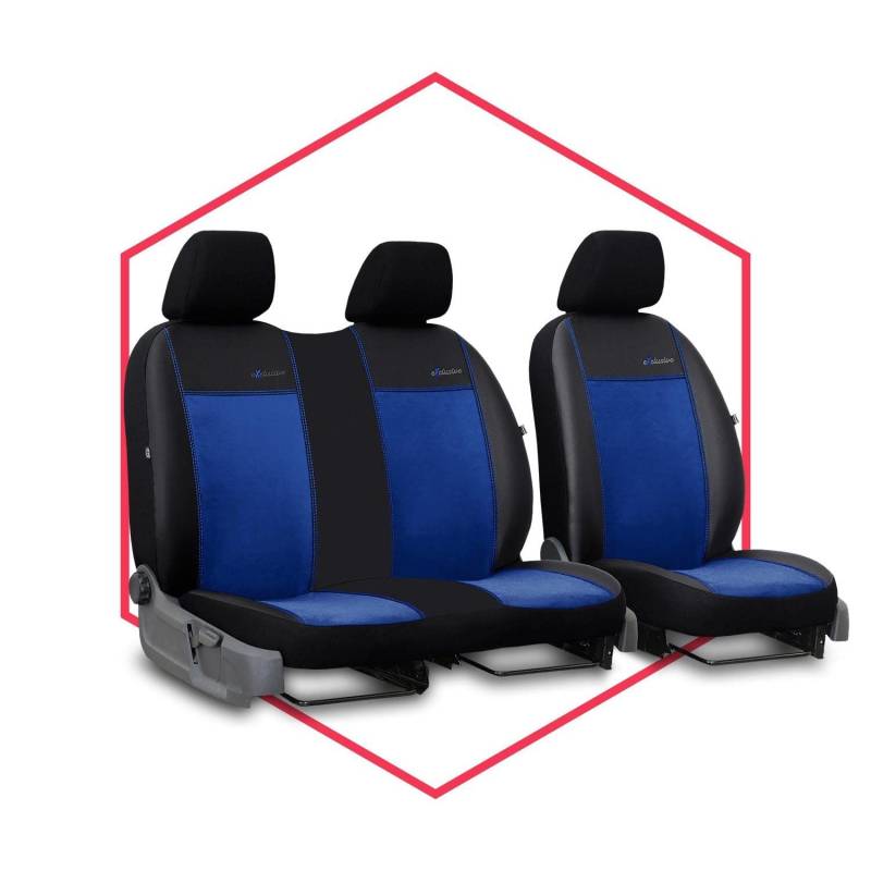 Saferide 2er Set Autositzbezüge Transporter universal | Bus Sitzbezüge Kunstleder Blau für Airbag geeignet | für Vordersitze | 1+2 Autositze vorne Nicht teilbar von Saferide