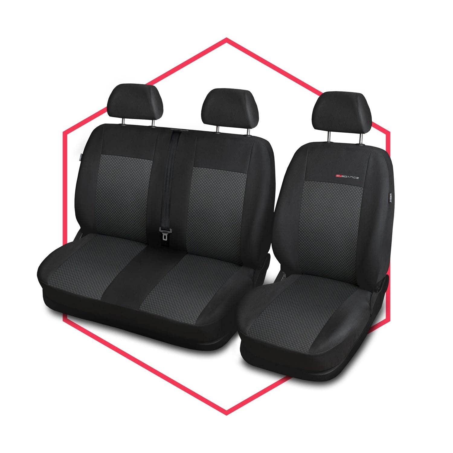 Saferide 2er Set Autositzbezüge Transporter universal | Bus Sitzbezüge Polyester Grau für Airbag geeignet | für Vordersitze | 1+2 Autositze vorne Nicht teilbar von Saferide