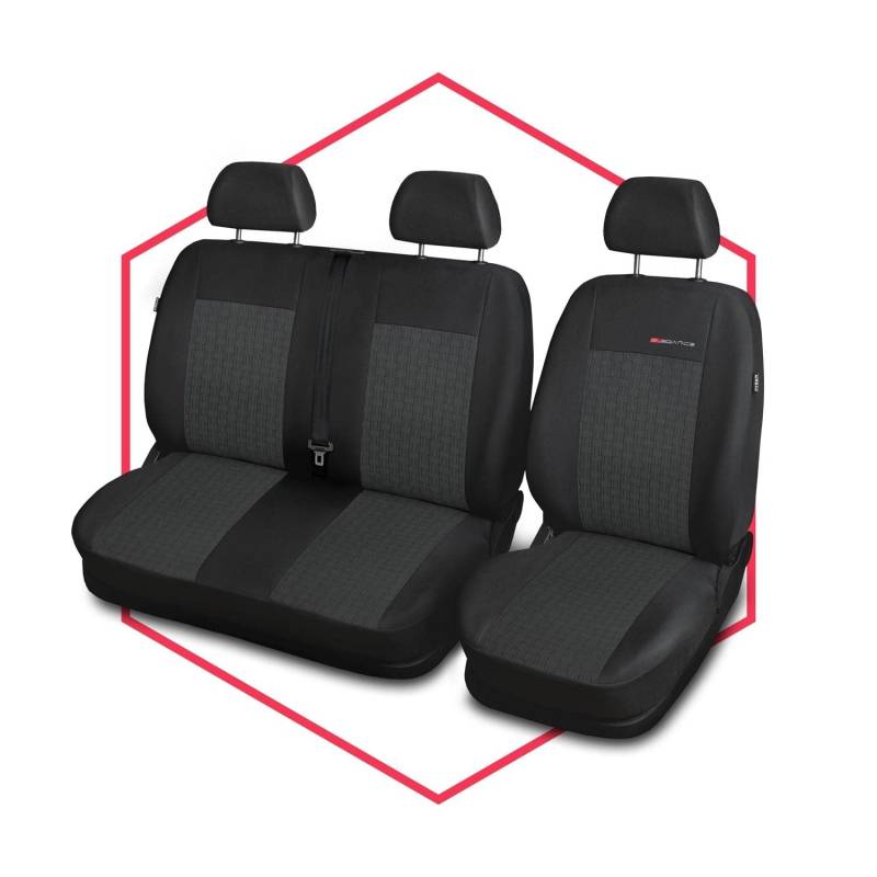 Saferide 2er Set Autositzbezüge Transporter universal | Bus Sitzbezüge Polyester Grau für Airbag geeignet | für Vordersitze | 1+2 Autositze vorne Nicht teilbar von Saferide