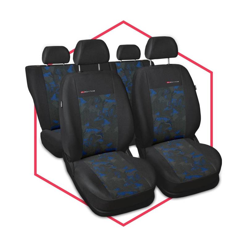 Saferide 3er Set Autositzbezüge PKW universal | Auto Sitzbezüge Polyester Blau für Airbag geeignet | für Vordersitze und Rückbank | 1+1 Autositze vorne und 1 Sitzbank hinten teilbar 2 Reißverschlüsse von Saferide