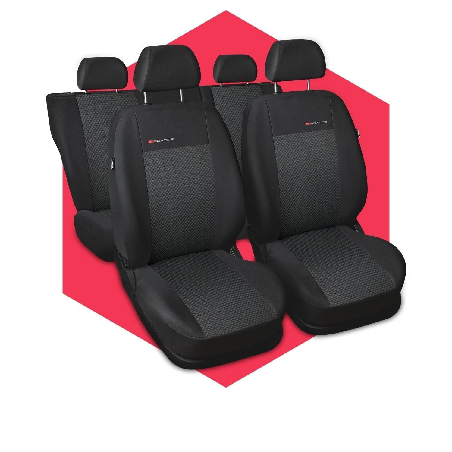 Saferide 3er Set Autositzbezüge PKW universal | Auto Sitzbezüge Polyester Grau für Airbag geeignet | für Vordersitze und Rückbank | 1+1 Autositze vorne und 1 Sitzbank hinten teilbar 2 Reißverschlüsse von Saferide