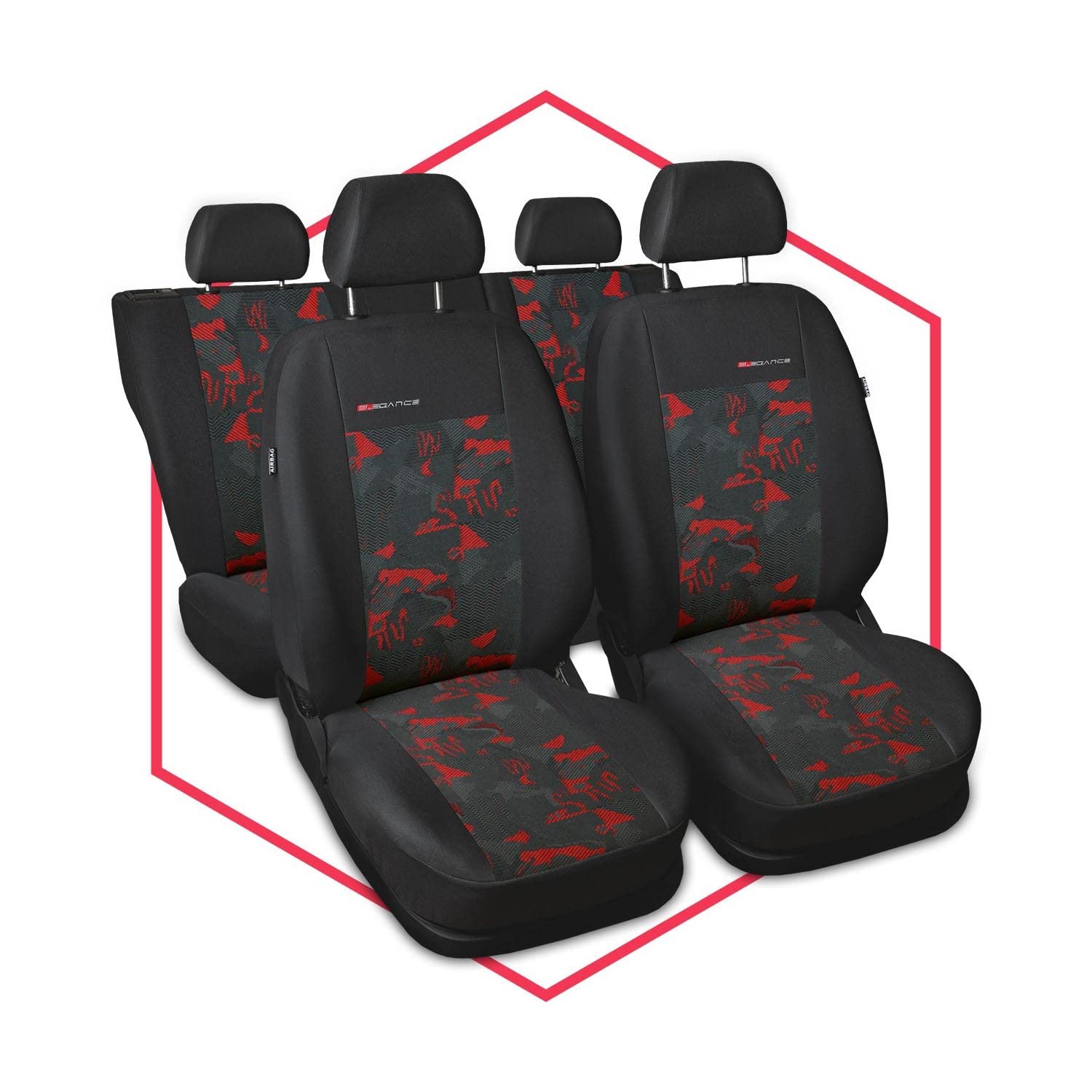 Saferide 3er Set Autositzbezüge PKW universal | Auto Sitzbezüge Polyester Rot für Airbag geeignet | für Vordersitze und Rückbank | 1+1 Autositze vorne und 1 Sitzbank hinten teilbar 2 Reißverschlüsse von Saferide