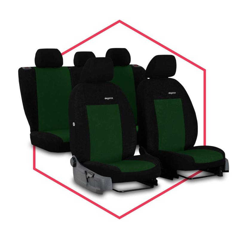 Saferide 3er Set Autositzbezüge PKW universal |Auto Sitzbezüge Velours Grün für Airbag geeignet | für Vordersitze und Rückbank | 1+1 Autositze vorne und 1 Sitzbank hinten teilbar 2 Reißverschlüsse von Saferide