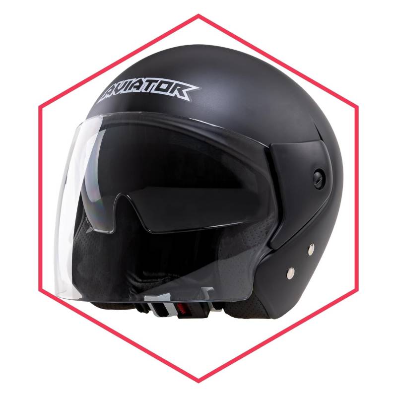 Saferide | Motorradhelm Mit Sonnenblende Matt Schwarz M - 57-58 cm Rollerhelm Quadhelm Damen Herren Roller Regenschutz Jugendliche Schutzhelm Sturzhelm Erwachsene Moped Motorrad Mofa von Saferide