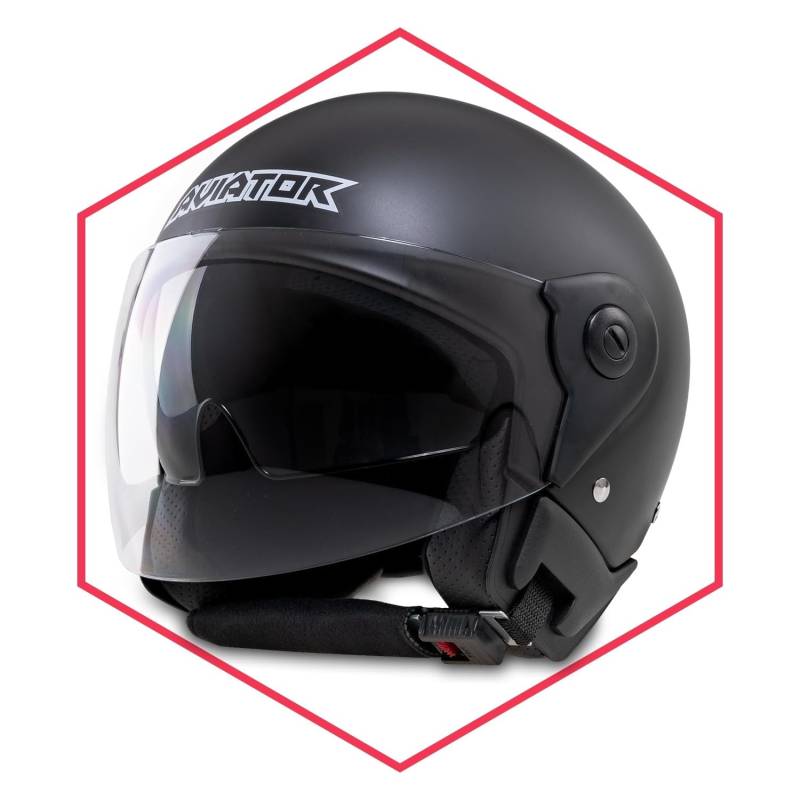 Saferide | Motorradhelm Mit Sonnenblende Matt Schwarz XL - 61-62 cm Rollerhelm Quadhelm Damen Herren Roller Regenschutz Jugendliche Schutzhelm Sturzhelm Erwachsene Moped Motorrad Mofa von Saferide