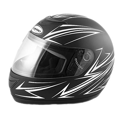 Saferide | Integralhelm Black-Weiß Matt L 59-60 cm Helm Motorrad Quad Damen Herren Roller Gesichtsschutz Klapphelm Erwachsene Regenschutz Sturzhelm Motorradhelm Moped Mofa von Saferide