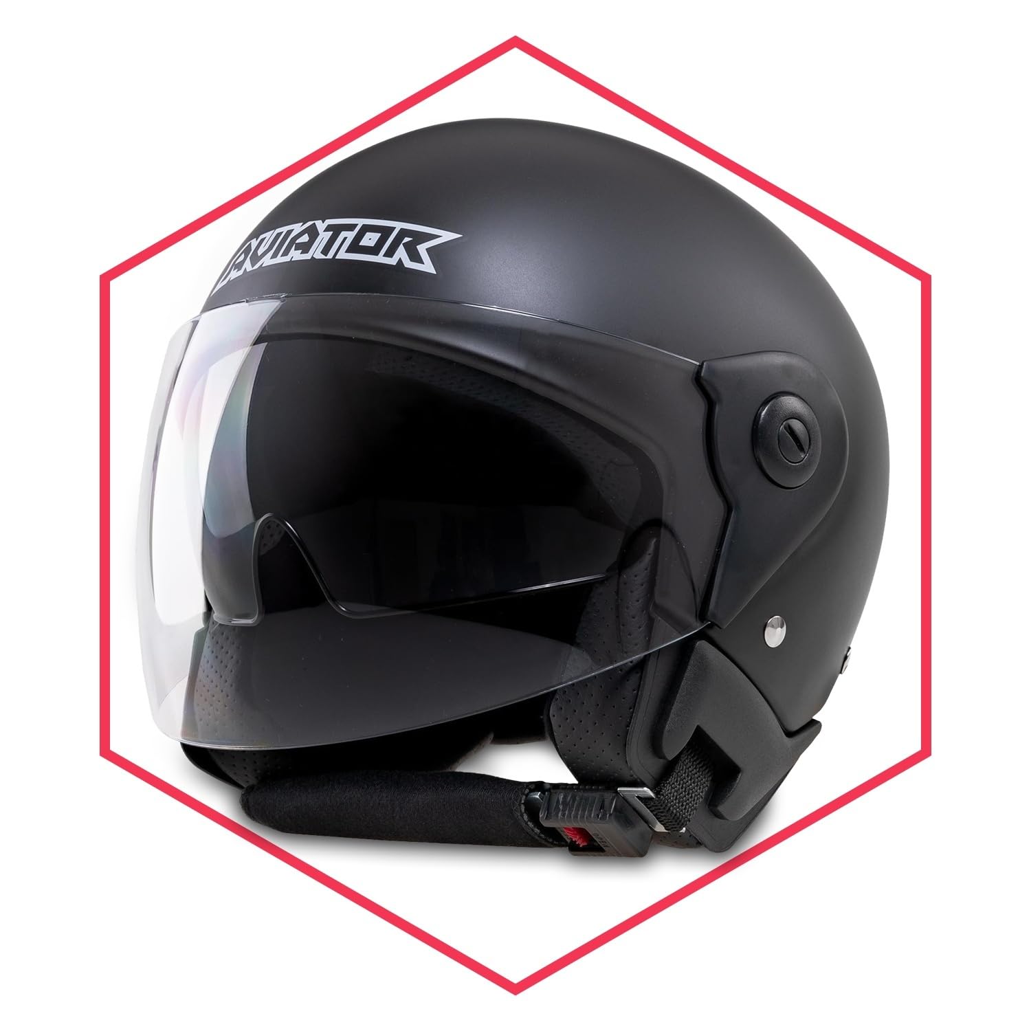 Saferide | Motorradhelm Mit Sonnenblende Matt Schwarz M - 57-58 cm Rollerhelm Quadhelm Damen Herren Roller Regenschutz Jugendliche Schutzhelm Sturzhelm Erwachsene Moped Motorrad Mofa von Saferide