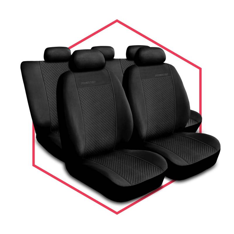 Saferide Set di 3 coprisedili per Auto universale per Auto Coprisedili per Auto in Pelle scamosciata imitazione Nero 1+1 seggiolino Auto anteriore e 1 panchina posteriore von Saferide