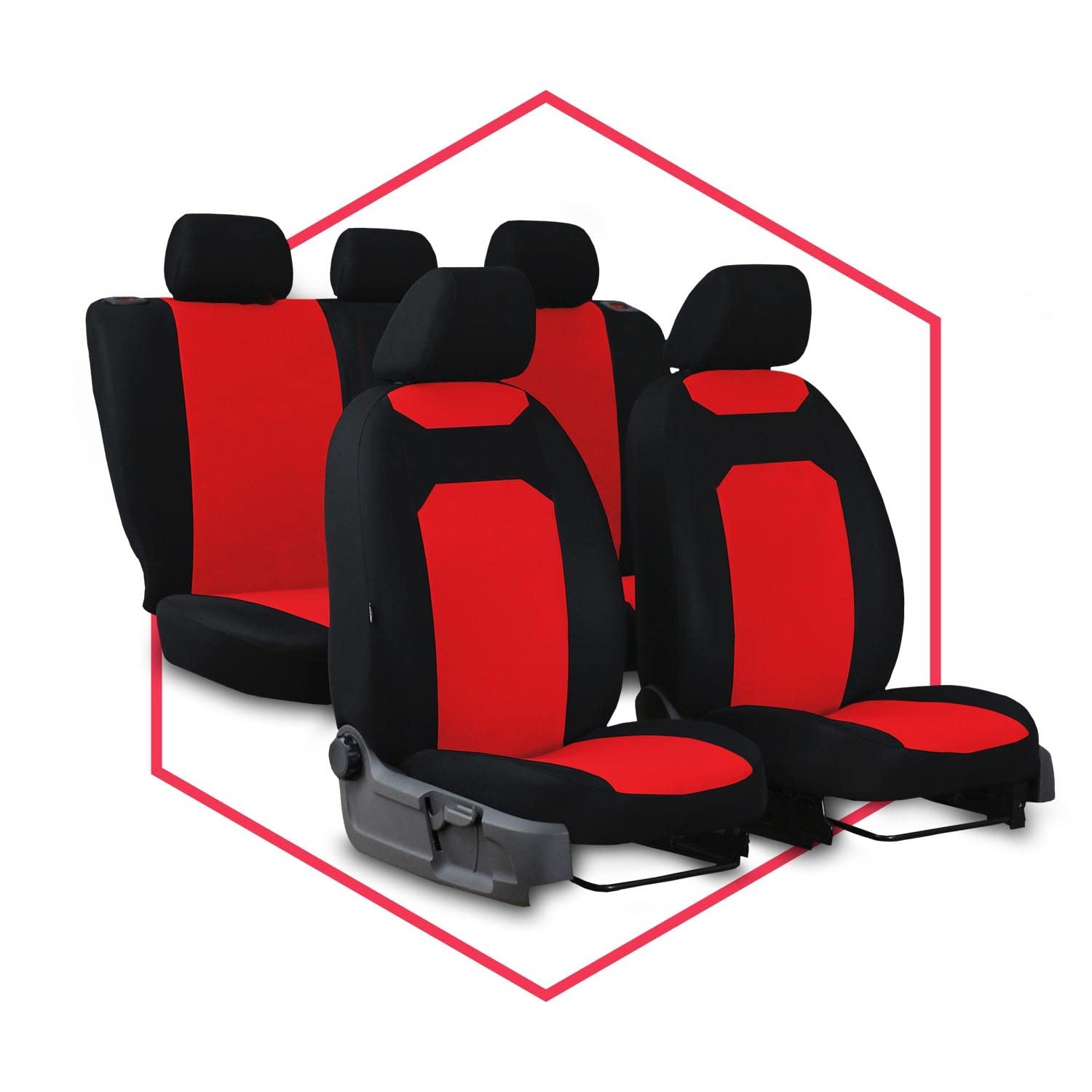 Sitzbezüge Auto Zubehör Autositzbezüge 5 Sitze Schonbezüge Sitzschoner Autobezug Sitzplatzbezüge Komplettset PKW Universal New, Rot von Saferide