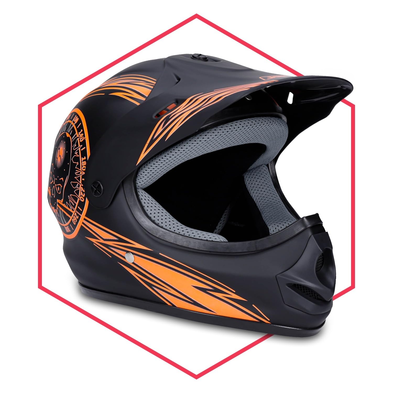 saferide | Motorradhelm Schwarz-Orange Matt 51-52 cm Quadhelm Rollerhelm Cross Kinder ab 3 Jahre Enduro Regenschutz Sturzhelm Jugendliche Kleinkind Schutzhelm Kinderhelm Moped Mofa von Saferide