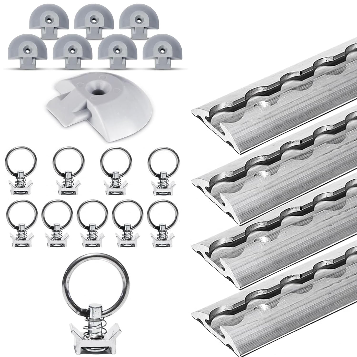 Safetytex 4 x 1m Airlineschiene halbrunde Form mit 10x Single Fitting und 8X Endkappen Starterset Zurrschiene von Safetytex