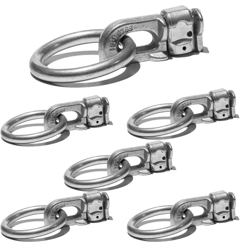 Safetytex Doppel Endfitting mit Ring - Endbeschlag Stahl/ALU - Fitting Zurröse 2500kg Bruchlast - Double Stud Zurrschiene - Airlineschienen Zubehör (6 Stück) von Safetytex