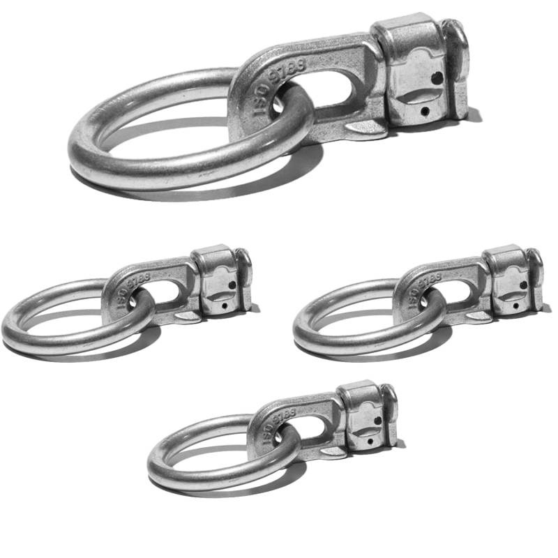 Safetytex Doppel Endfitting mit Ring - Endbeschlag Stahl/ALU - Fitting Zurröse 2500kg Bruchlast - Double Stud Zurrschiene - Airlineschienen Zubehör (4 Stück) von Safetytex