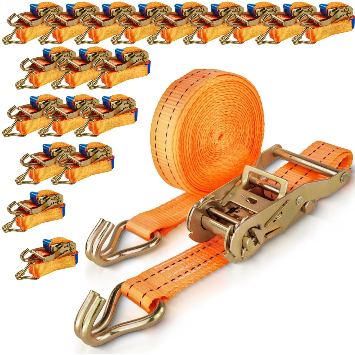 Safetytex Spanngurt 2 Tonnen - 35 mm x 6 Meter - Zweiteilig mit Spitzhaken & Ratsche - Hochwertiges Polyester - Sicherer Transport & zuverlässige Ladungssicherung (20 Stück) von Safetytex