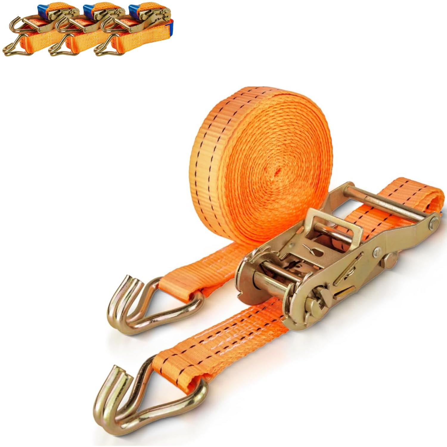 Safetytex Spanngurt 2 Tonnen - 35 mm x 6 Meter - Zweiteilig mit Spitzhaken & Ratsche - Hochwertiges Polyester - Sicherer Transport & zuverlässige Ladungssicherung (4 Stück) von Safetytex