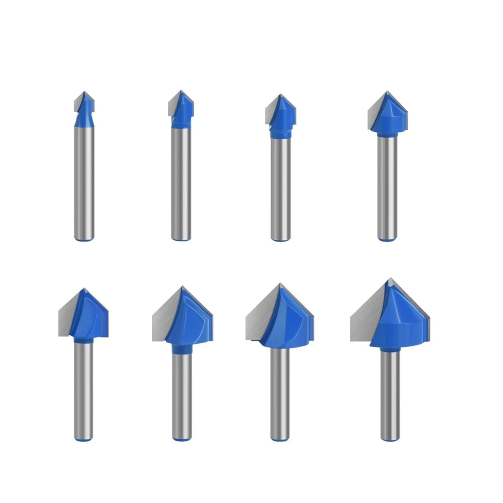 4/6/7/8 stücke 6mm 1/4 Schaft 90 V Typ Schlitzen Fräser Carving Grooving Werkzeuge Router Bit Fräser(6mm Shank 7PCS) von Saharuse