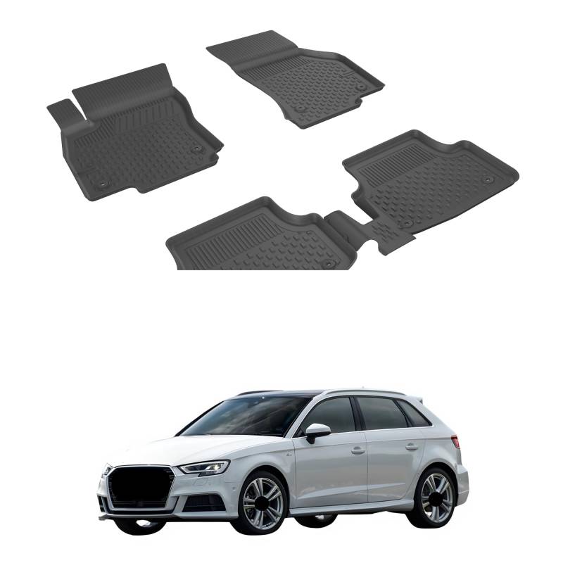 Fußmatten Automatten kompatibel mit Audi A3 2013-2020 | 4.5D Premium TPE Gummi Antirutsch Gummimatten Wasserdicht Car Auto Matte Schwarz von Sahler