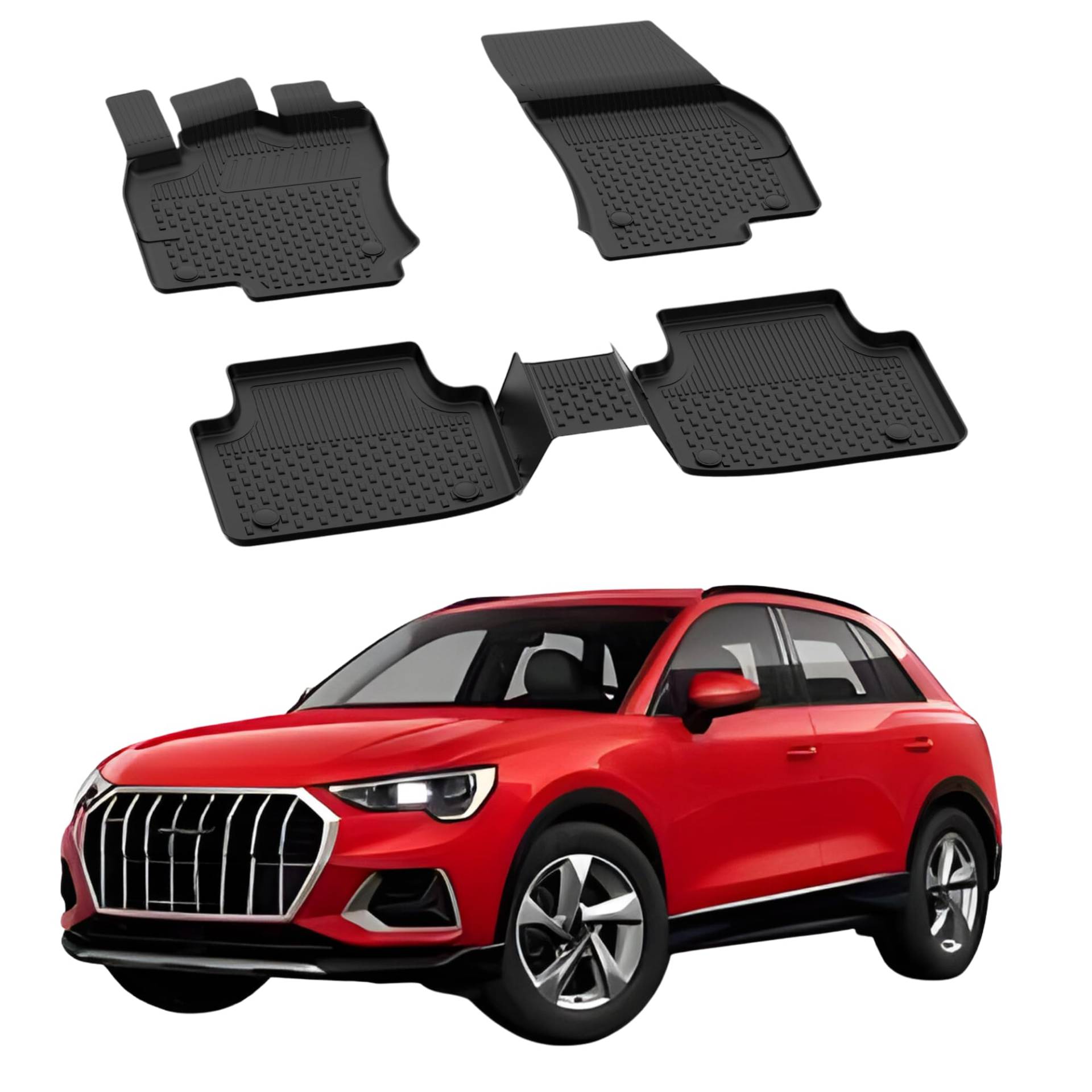 Fußmatten Automatten kompatibel mit Audi Q3 2018-2024 | 4.5D Premium TPE Gummi Antirutsch Gummimatten Wasserdicht Car Auto Matte Schwarz von Sahler