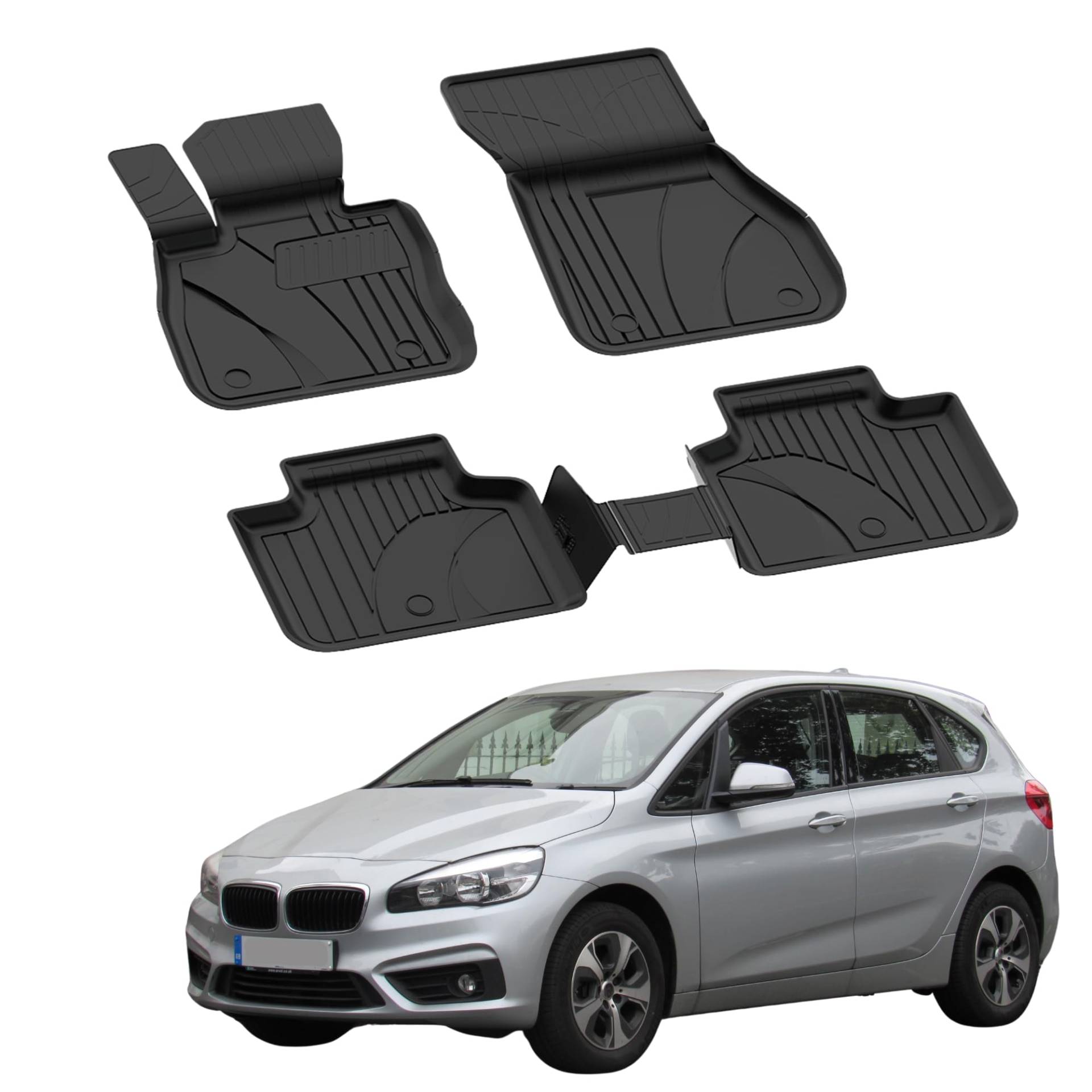 Fußmatten Automatten kompatibel mit BMW F45 2er Active Tourer 2014-2021 | 4.5D Premium TPE Gummi Antirutsch Gummimatten Wasserdicht Car Auto Matte Schwarz von Sahler