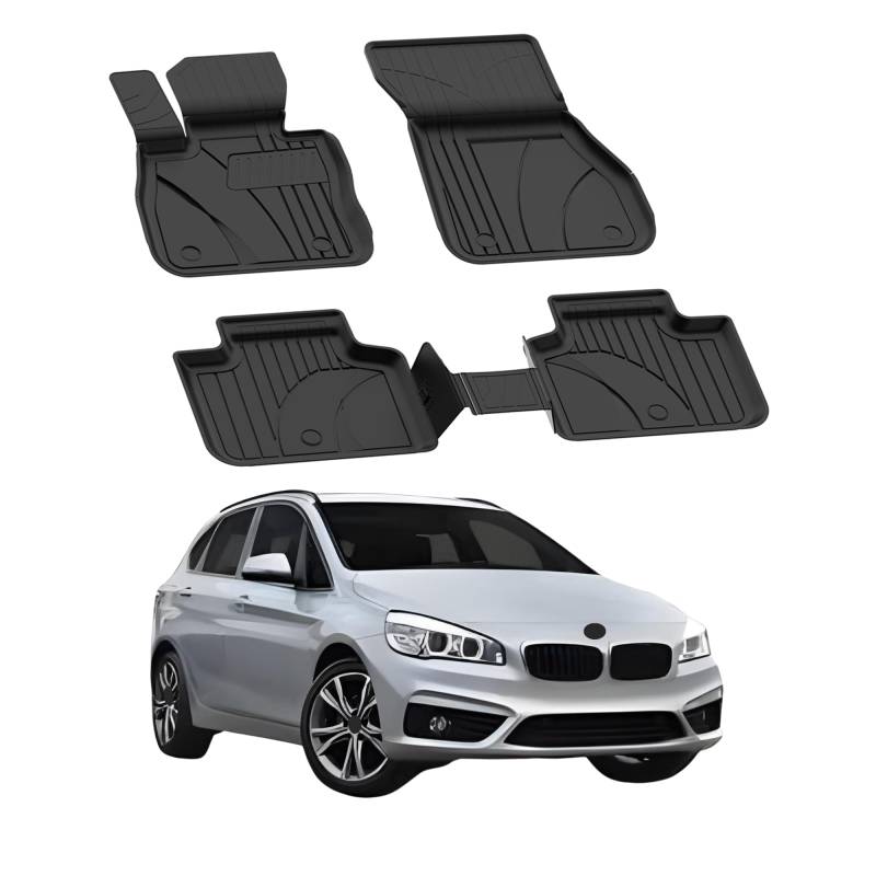 Fußmatten Automatten kompatibel mit BMW F45 2er Active Tourer 2014-2021 | 4.5D Premium TPE Gummi Antirutsch Gummimatten Wasserdicht Car Auto Matte Schwarz von Sahler