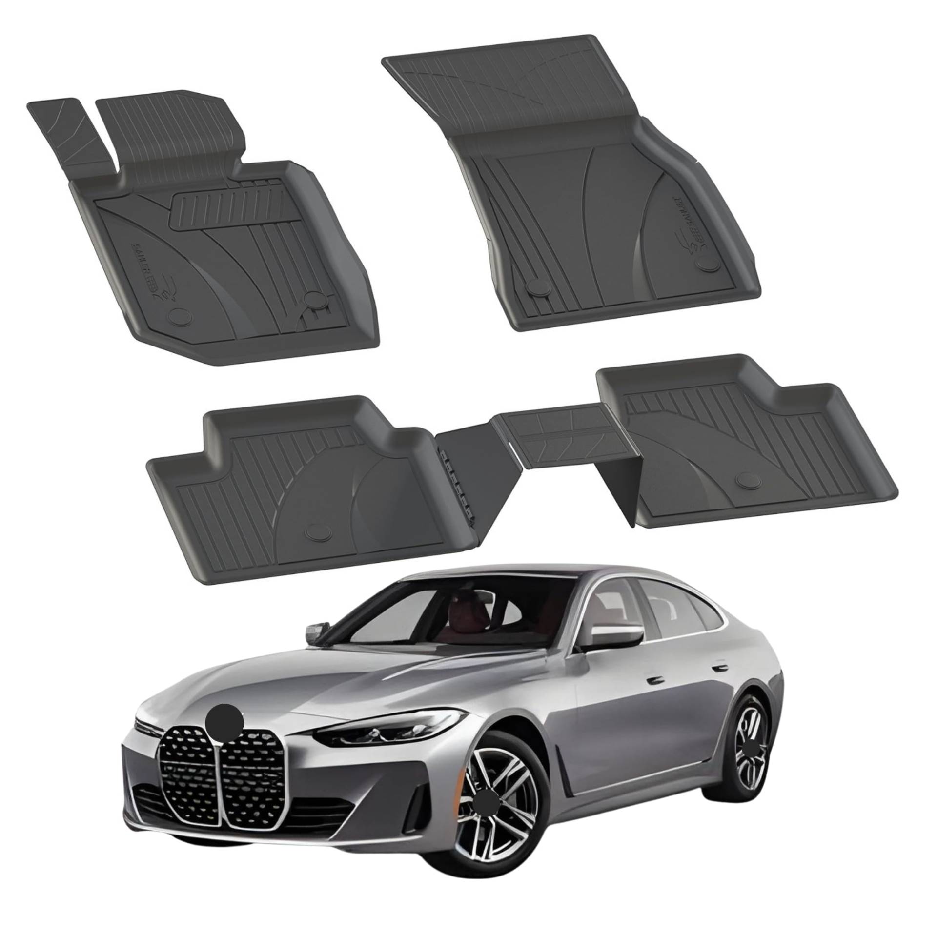 Fußmatten Automatten kompatibel mit BMW G26 4er Gran Coupe 2021-2024 | 4.5D Premium TPE Gummi Antirutsch Gummimatten Wasserdicht Car Auto Matte Schwarz von Sahler