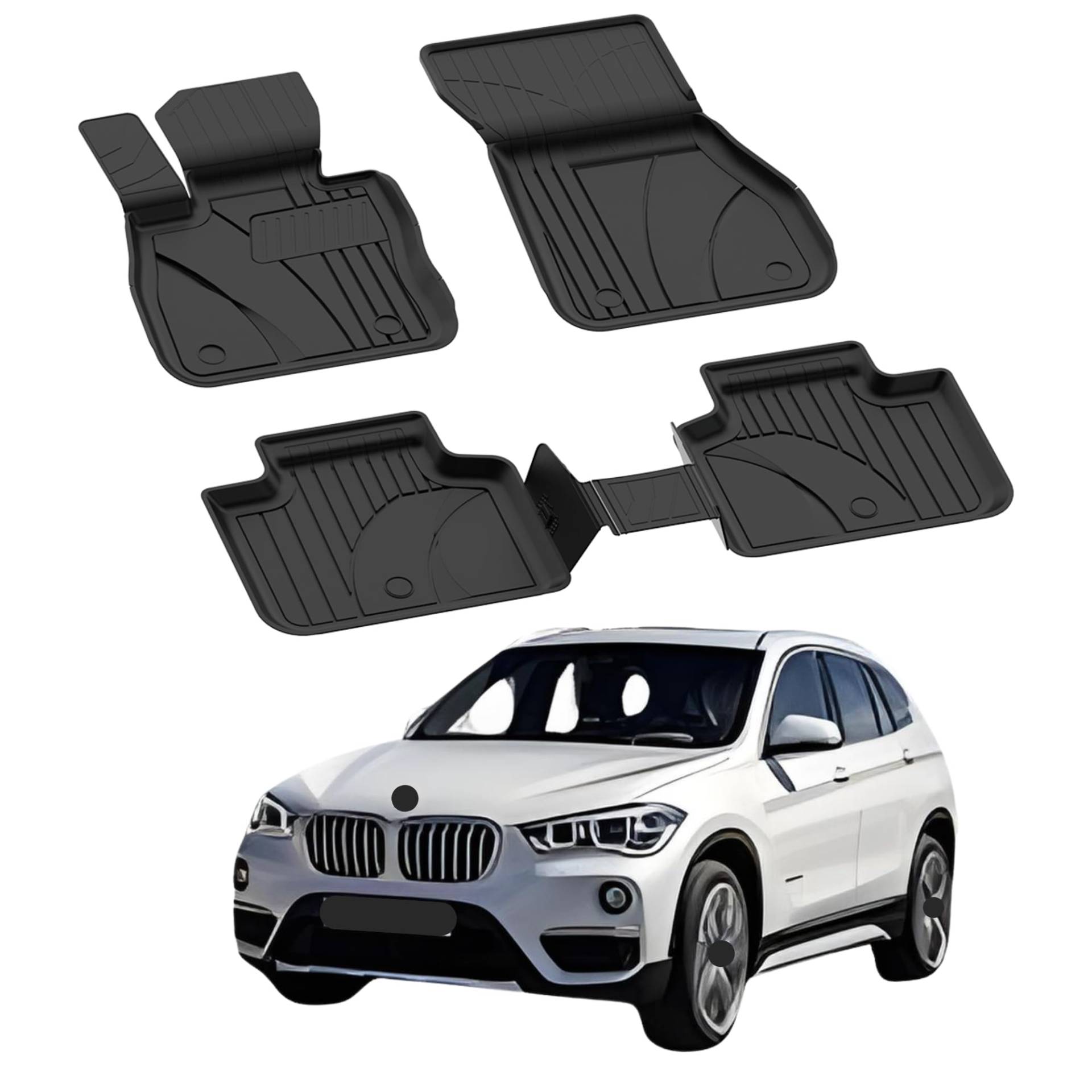 Fußmatten Automatten kompatibel mit BMW X1 F48-F49 2015-2022 | 4.5D Premium TPE Gummi Antirutsch Gummimatten Wasserdicht Car Auto Matte Schwarz von Sahler