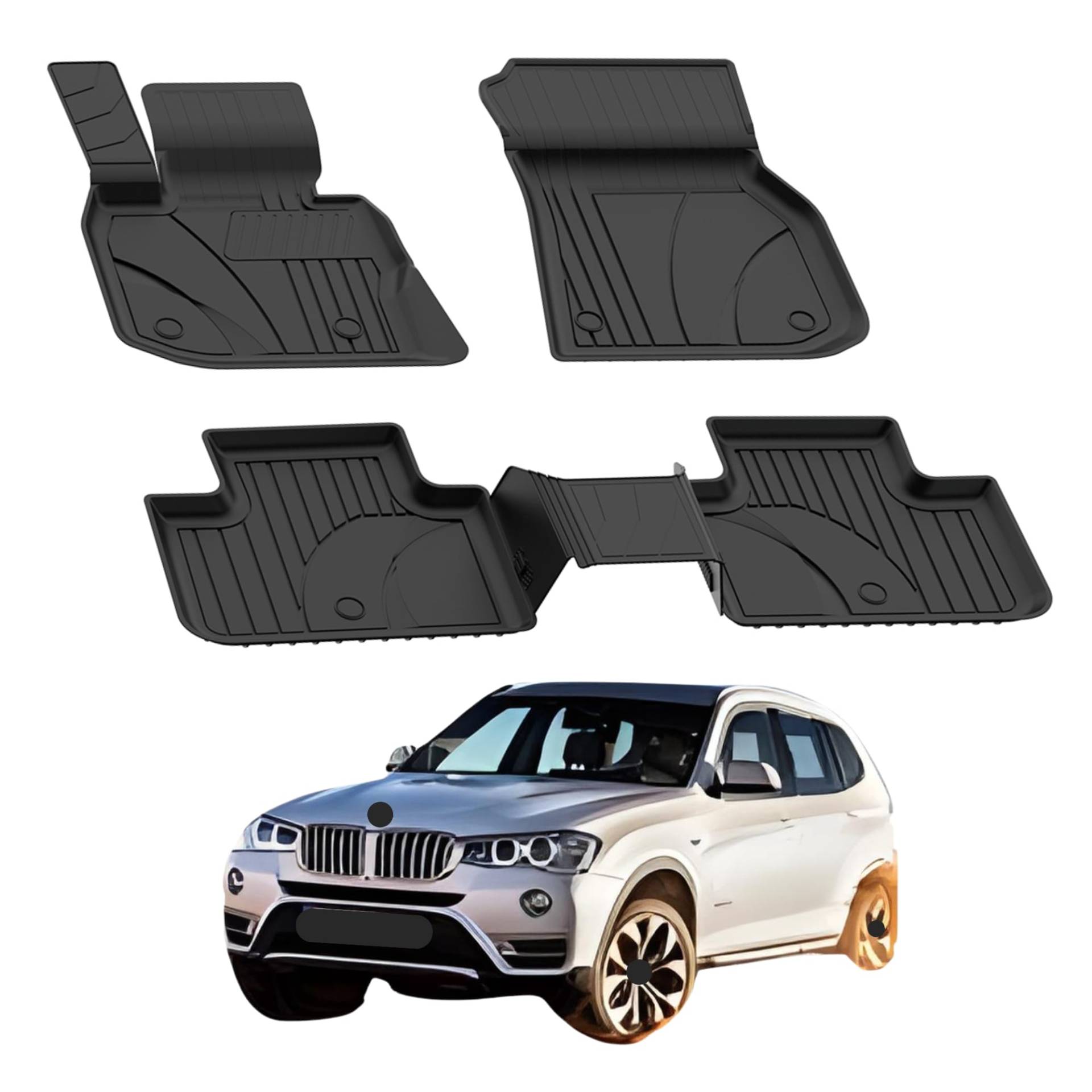 Fußmatten Automatten kompatibel mit BMW X3 G01 2017-2024 | 4.5D Premium TPE Gummi Antirutsch Gummimatten Wasserdicht Car Auto Matte Schwarz von Sahler