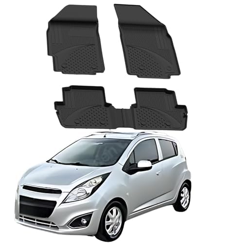 Fußmatten Automatten kompatibel mit Chevrolet Spark 2009-2024 | 4.5D Premium TPE Gummi Antirutsch Gummimatten Wasserdicht Car Auto Matte Schwarz von Sahler