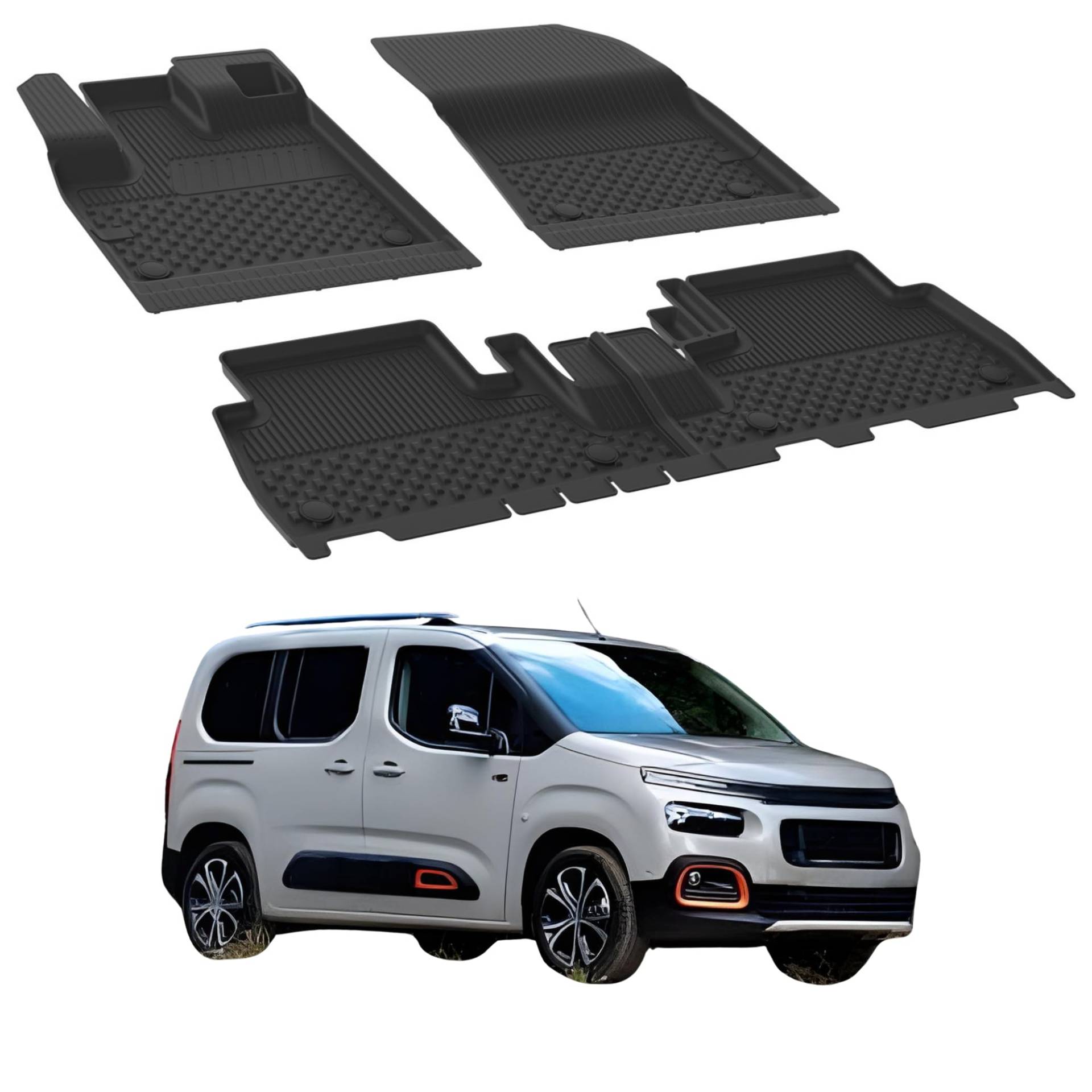 Fußmatten Automatten kompatibel mit Citroen Berlingo 2019-2024 | 4.5D Premium TPE Gummi Antirutsch Gummimatten Wasserdicht Car Auto Matte Schwarz von Sahler