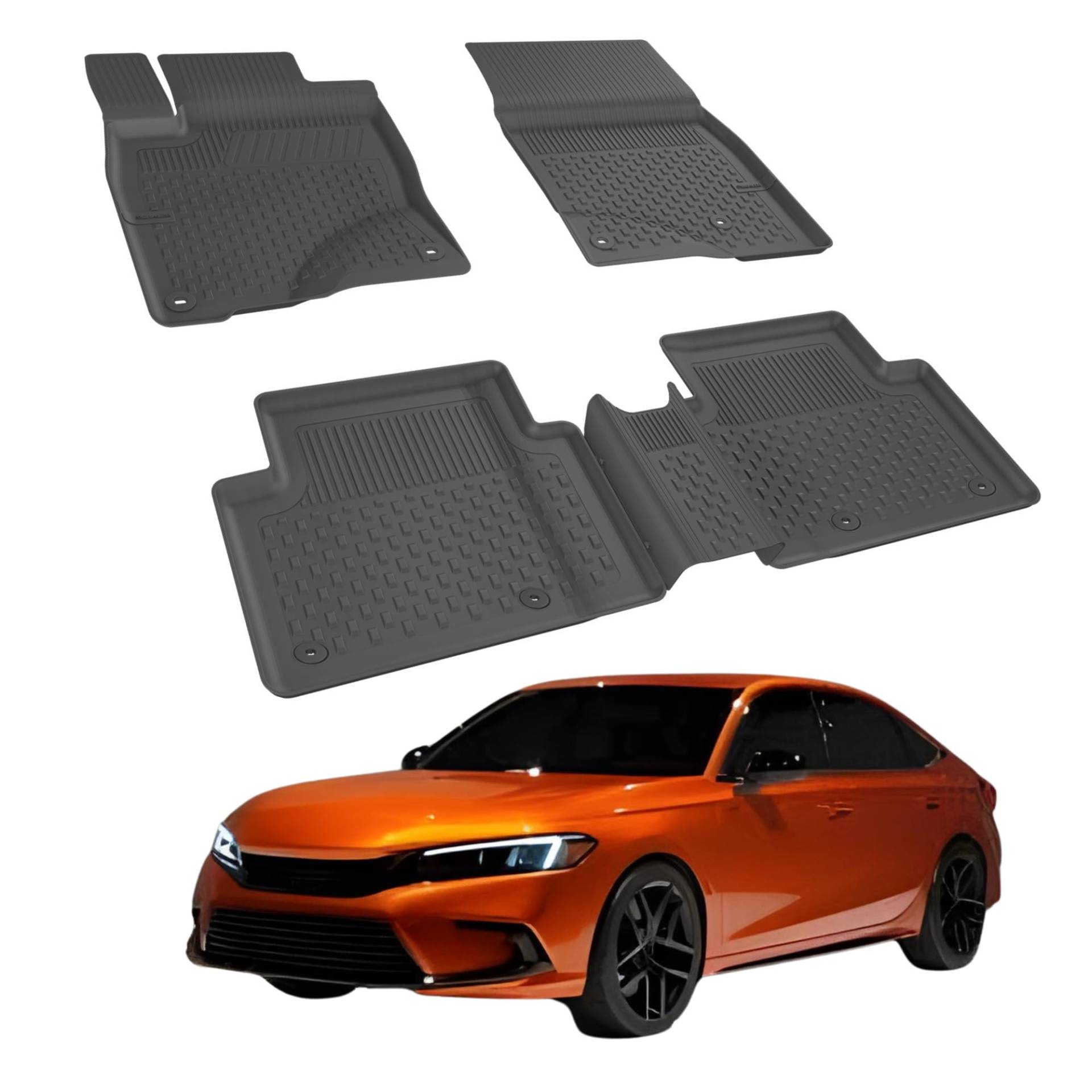 Fußmatten Automatten kompatibel mit Honda Civic 11 2021-2024 | 4.5D Premium TPE Gummi Antirutsch Gummimatten Wasserdicht Car Auto Matte Schwarz von Sahler