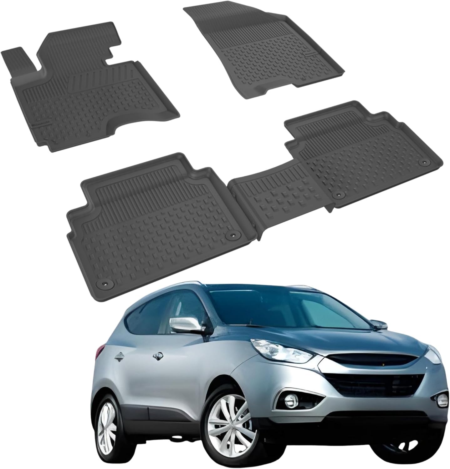 Fußmatten Automatten kompatibel mit Hyundai iX35 2009-2015 | 4.5D Premium TPE Gummi Antirutsch Gummimatten Wasserdicht Car Auto Matte Schwarz von Sahler