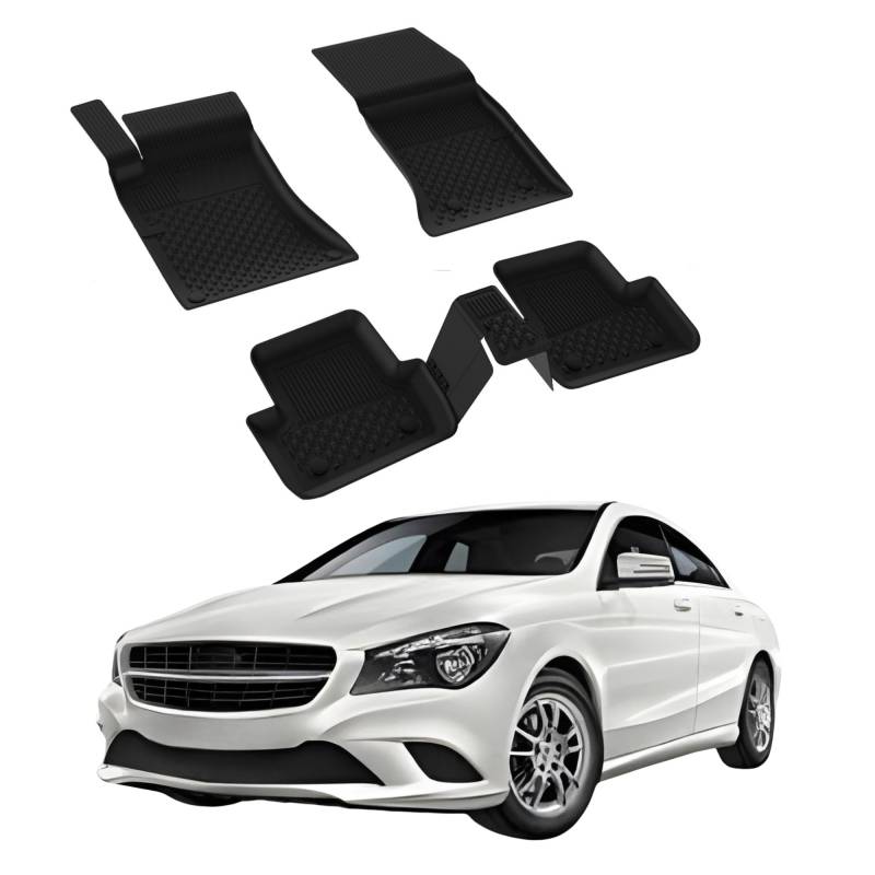 Fußmatten Automatten kompatibel mit Mercedes CLA Coupe C117 2013-2018 | 4.5D Premium TPE Gummi Antirutsch Gummimatten Wasserdicht Car Auto Matte Schwarz von Sahler