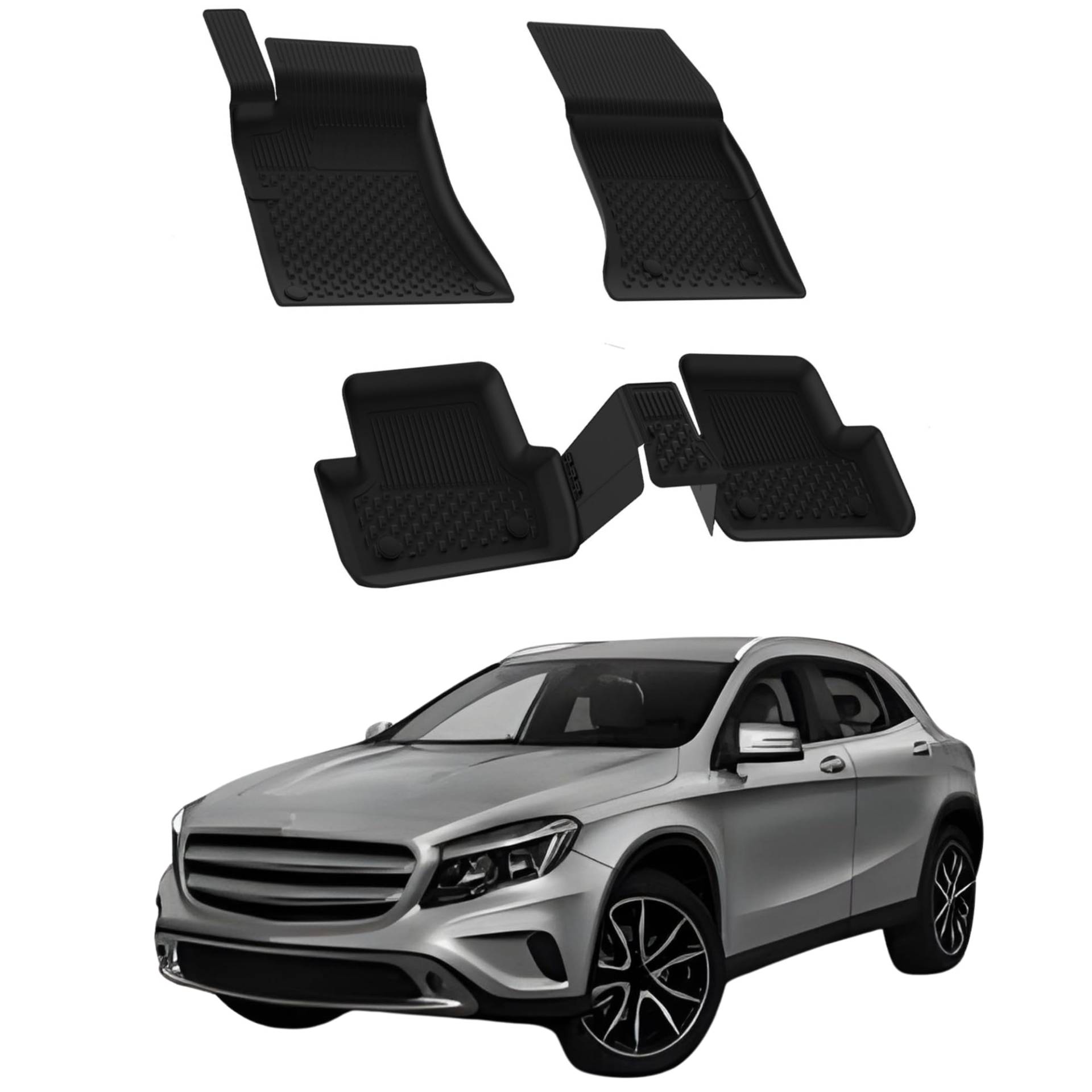 Fußmatten Automatten kompatibel mit Mercedes GLA-Klasse X156 2013-2019 | 4.5D Premium TPE Gummi Antirutsch Gummimatten Wasserdicht Car Auto Matte Schwarz von Sahler