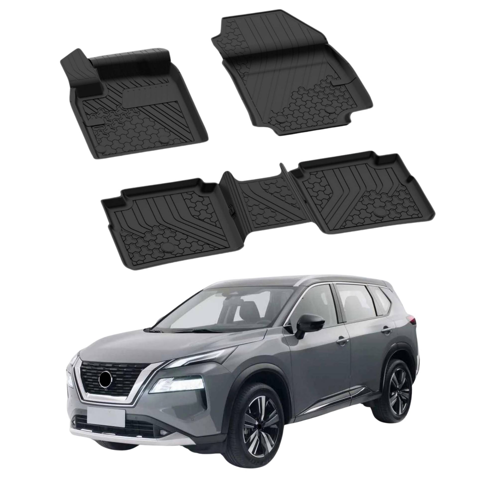 Fußmatten Automatten kompatibel mit Nissan X-Trail 2022-2024 | 4.5D Premium TPE Gummi Antirutsch Gummimatten Wasserdicht Car Auto Matte Schwarz von Sahler