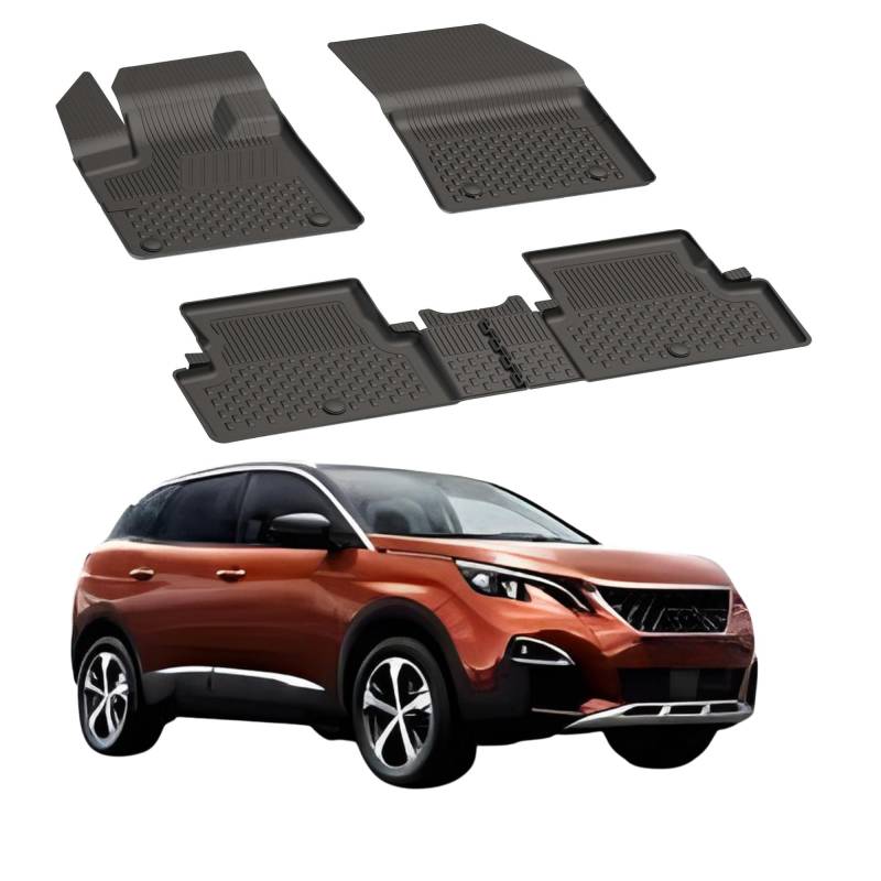 Fußmatten Automatten kompatibel mit Peugeot 3008 2016-2023 | 4.5D Premium TPE Gummi Antirutsch Gummimatten Wasserdicht Car Auto Matte Schwarz von Sahler