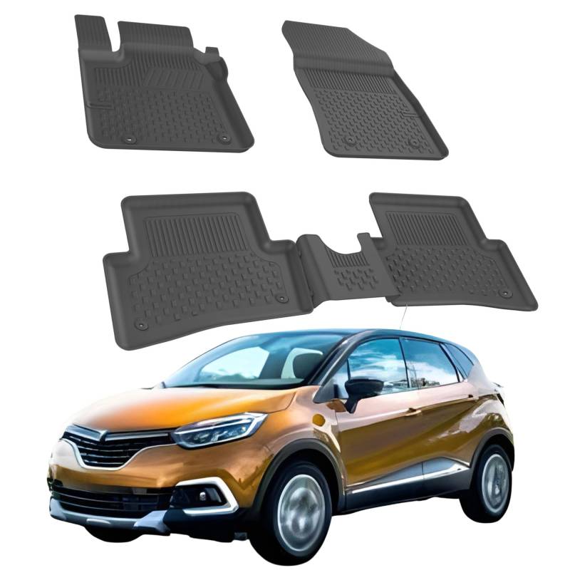 Fußmatten Automatten kompatibel mit Renault Captur 2013-2019 | 4.5D Premium TPE Gummi Antirutsch Gummimatten Wasserdicht Car Auto Matte Schwarz von Sahler