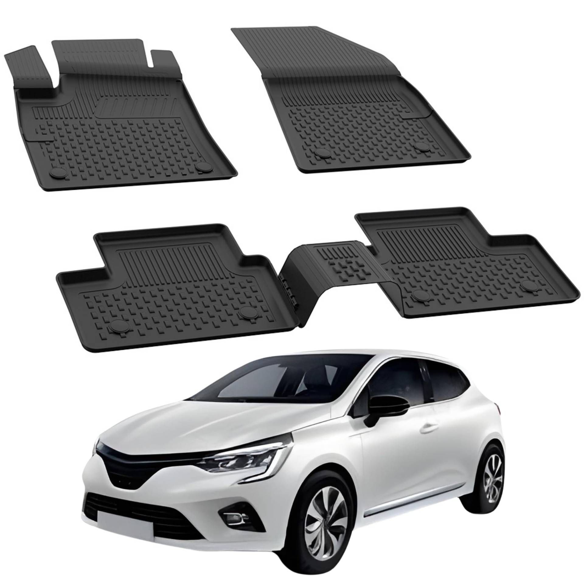 Fußmatten Automatten kompatibel mit Renault Clio 2019-2024 | 4.5D Premium TPE Gummi Antirutsch Gummimatten Wasserdicht Car Auto Matte Schwarz von Sahler