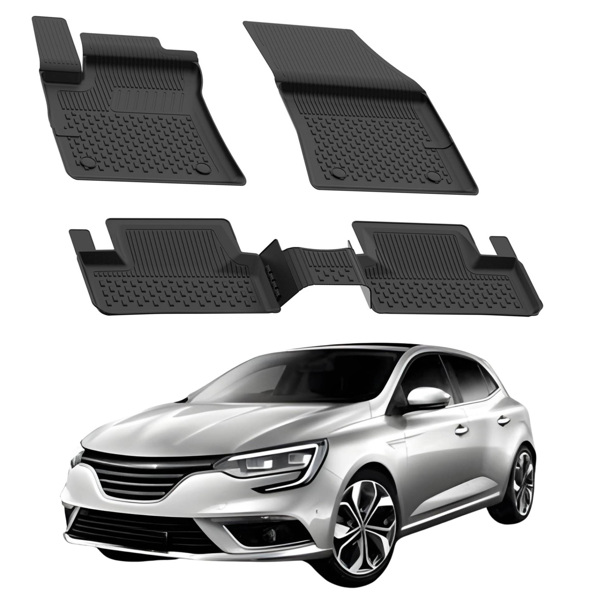 Fußmatten Automatten kompatibel mit Renault Megane 4 HB 2016-2024 | 4.5D Premium TPE Gummi Antirutsch Gummimatten Wasserdicht Car Auto Matte Schwarz von Sahler