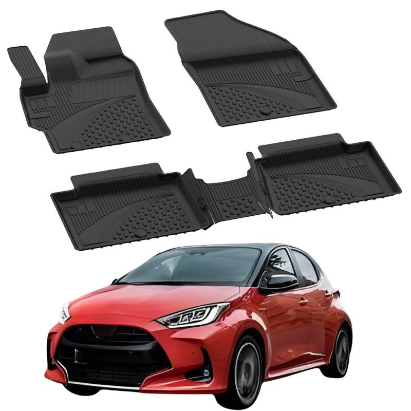 Fußmatten Automatten kompatibel mit Toyota Yaris Cross 2020-2024 | 4.5D Premium TPE Gummi Antirutsch Gummimatten Wasserdicht Car Auto Matte Schwarz von Sahler