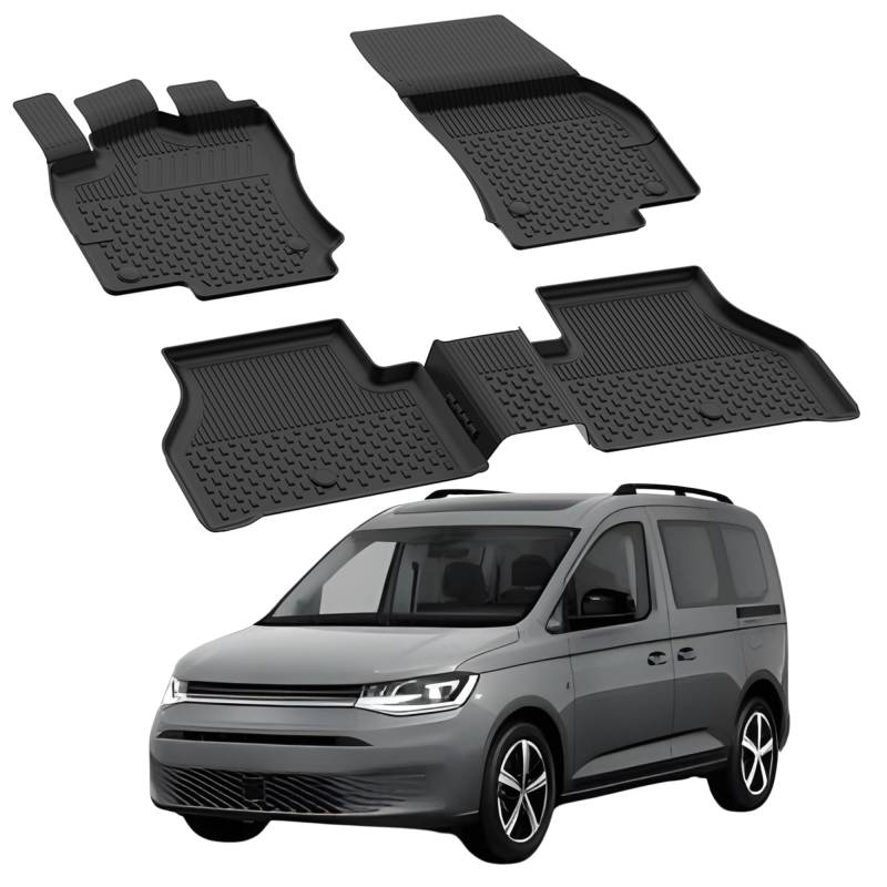 Fußmatten Automatten kompatibel mit Volkswagen Caddy 2020-2024 | 4.5D Premium TPE Gummi Antirutsch Gummimatten Wasserdicht Car Auto Matte Schwarz von Sahler