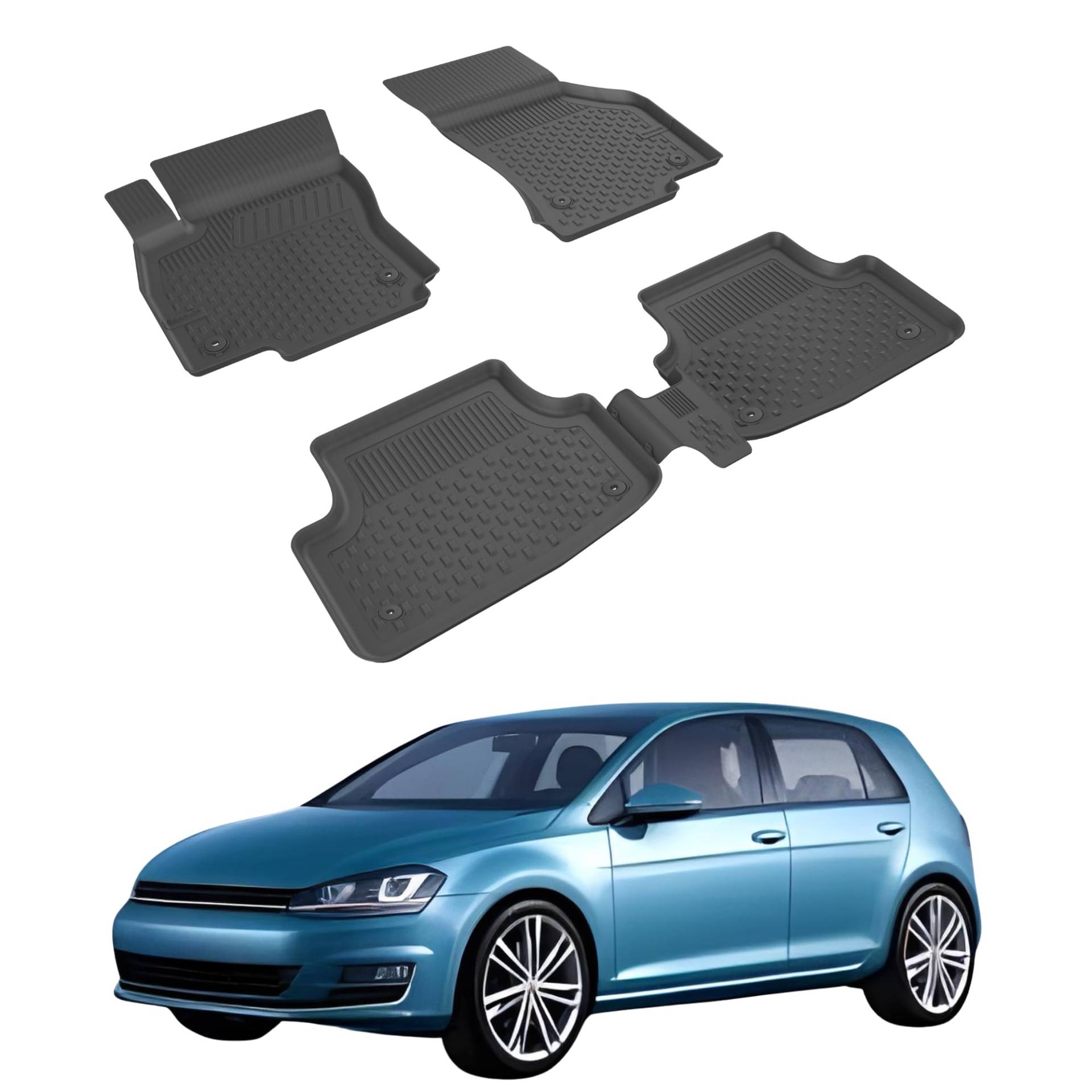 Fußmatten Automatten kompatibel mit Volkswagen Golf 2012-2020 | 4.5D Premium TPE Gummi Antirutsch Gummimatten Wasserdicht Car Auto Matte Schwarz von Sahler